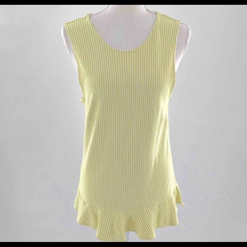 Ann Taylor Factory Sleeveless Peplum Striped Top L